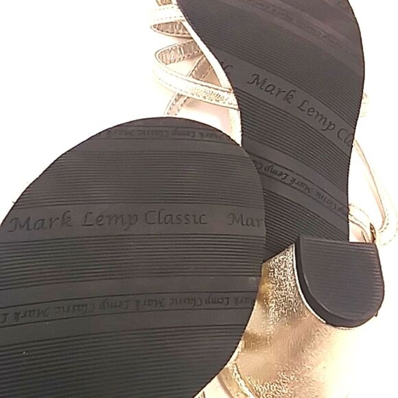 Walking Cradles Mark Lemp Leash Gold Leather Strappy Dressy Sandal Heels 8WW - Picture 11 of 11